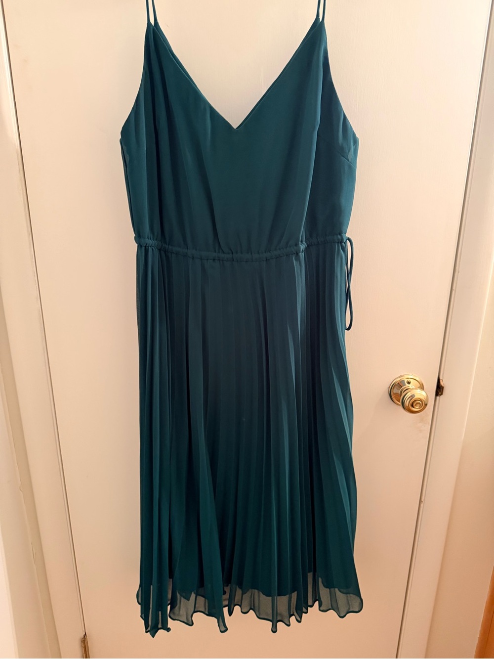 ASOS Teal V-Neck Pleated Midi Dress